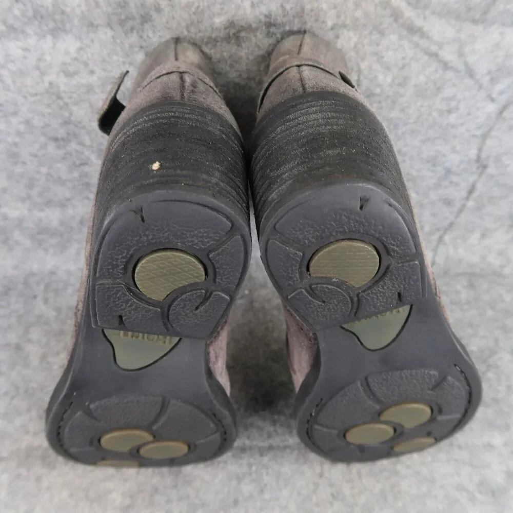 Born Shoes Womens 5.5 Booties Leather Casual Fashion Adia Moto Gray Block Heel